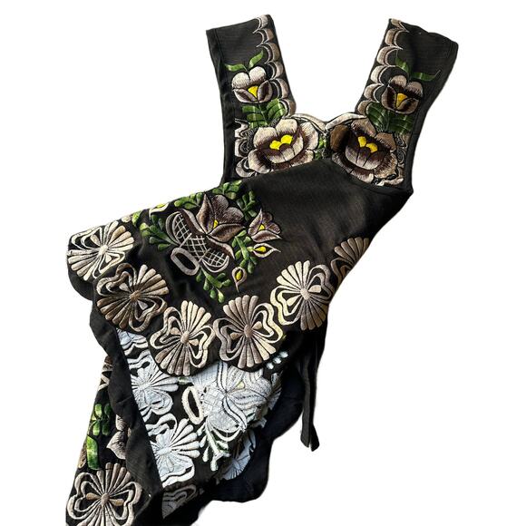 Mexican Folkloric apron embroidered  one of a kind mexico todo corazon - Picture 4 of 5